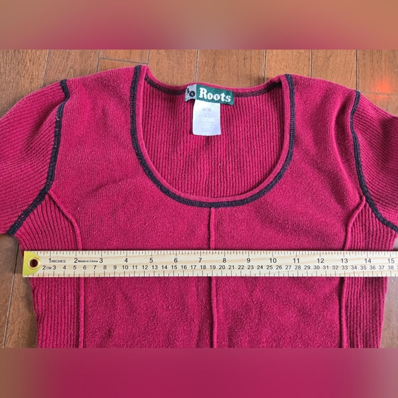 Y2K Cotton Roots Red And Black Knit Fitted Top Medium - Picture 7 of 8
